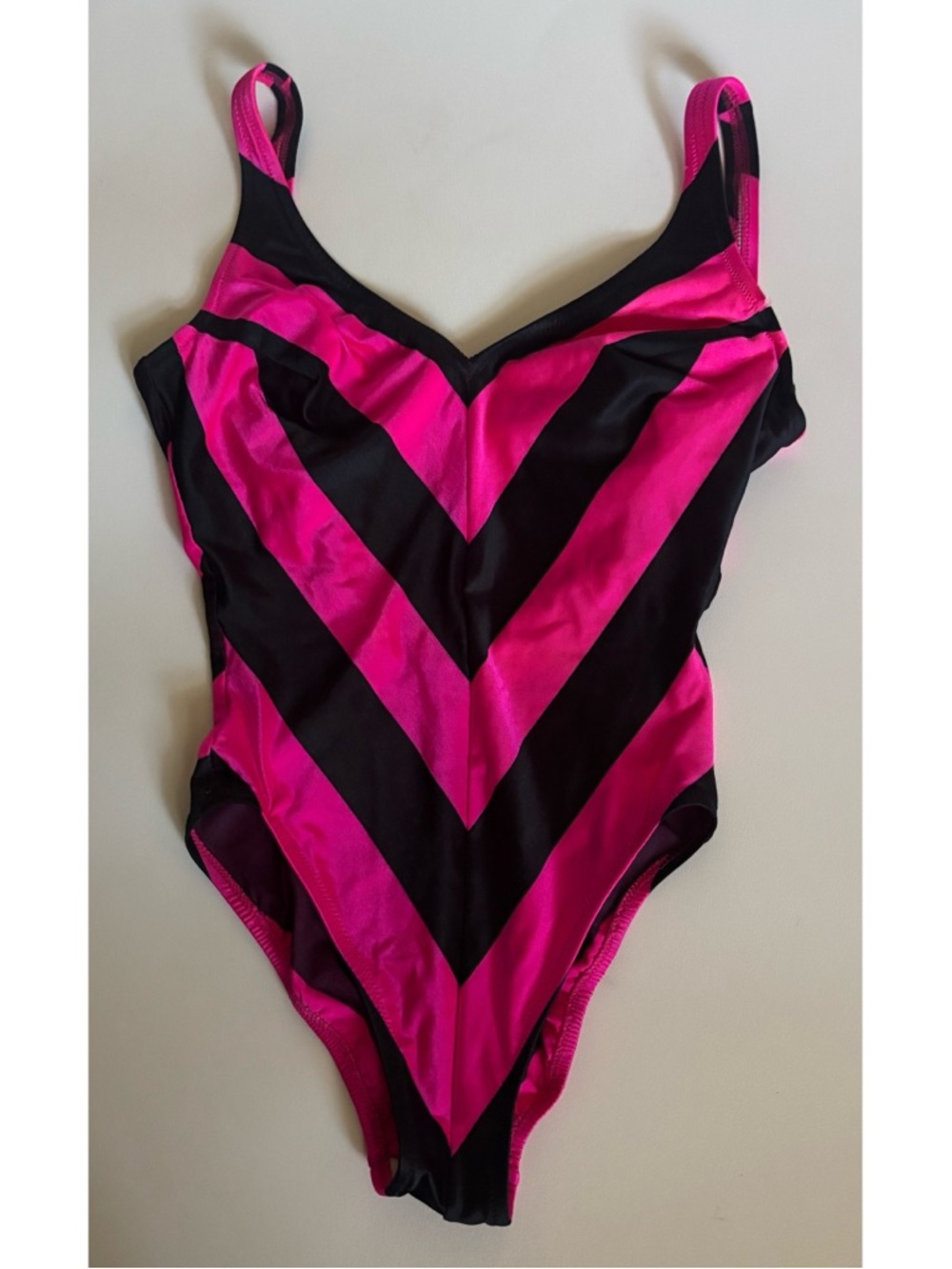 VTG 80s  DeWeese Chevron Swimsuit One Piece Bodysuit Striped Size S ~34 Cup Size